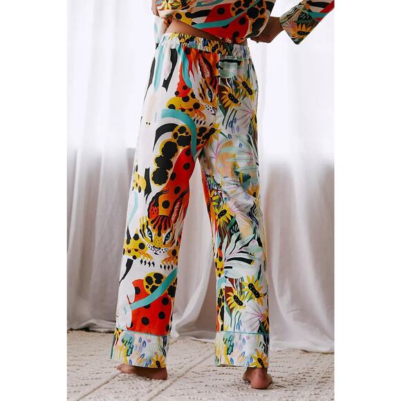 Marcos Navarro x Anthropologie Jungle Safari Flannel Sleep PJ Pants Tiger Medium - Picture 8 of 11